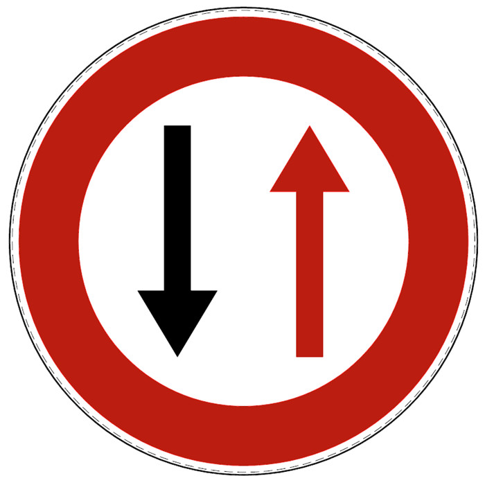 Panneau de signalisation grand disque "2 flèches - priorité" (B19)