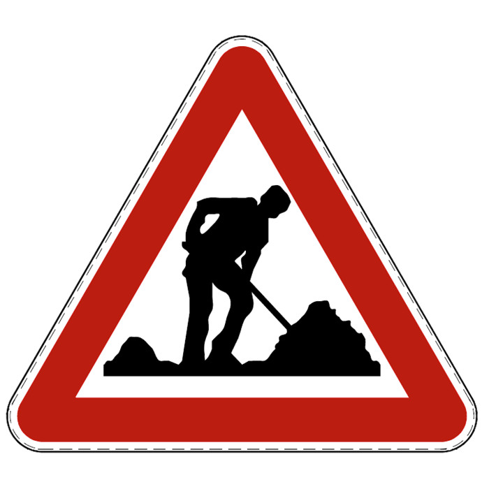 Panneau de signalisation grand triangle "Attention travaux" (A31)
